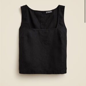 J. Crew Black Linen Square neck Top